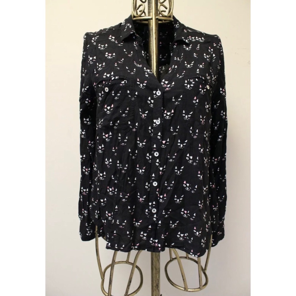 Maeve Cat Kitty Conversationalist Blouse Shirt